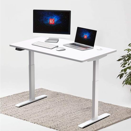 Hi5 站坐两用 电动升降 智能防撞 白色升降桌/电脑桌6.1折 290.74加元包邮！