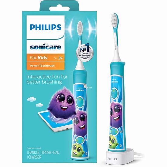  Philips 飞利浦 HX6351/41 Sonicare 声波震动 蓝牙版儿童电动牙刷 47.95加元包邮！2色可选！