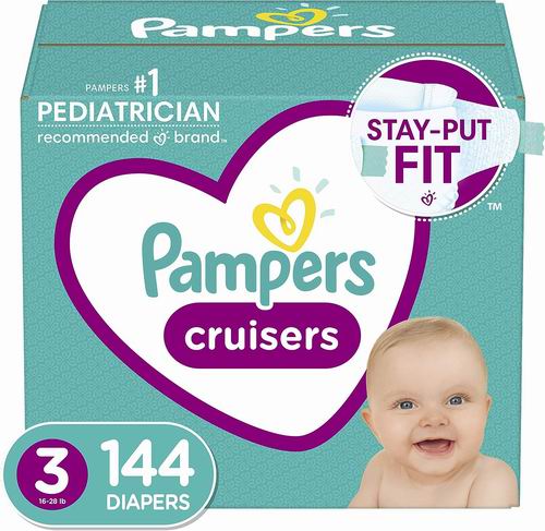  Pampers Cruisers系列婴幼儿尿不湿/纸尿裤 （3号，144片）  26.57加元（原价 36.46加元）