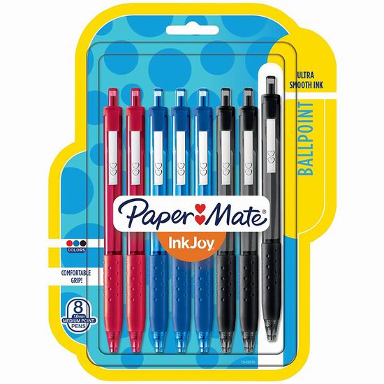  白菜价！历史新低！Paper Mate InkJoy 300RT 可伸缩 彩色圆珠笔8件套2.7折 3.97加元！