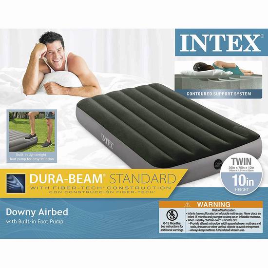  Intex Dura-Beam标准系列 10英寸Twin充气床6.6折 31.74加元！