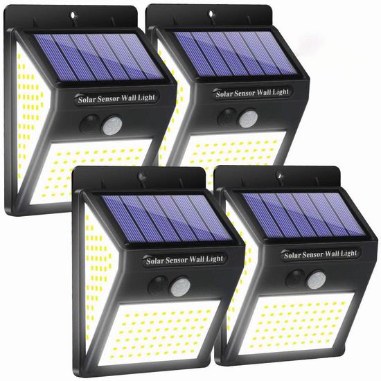  Anufuup 140LED 三面照明 太阳能运动感应灯4件套 31.95加元限量特卖并包邮！