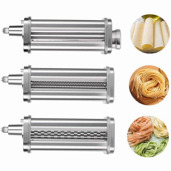  AirPro KitchenAid 厨师机专用 面条/压面切面器配件3件套 98.79加元限量特卖并包邮！