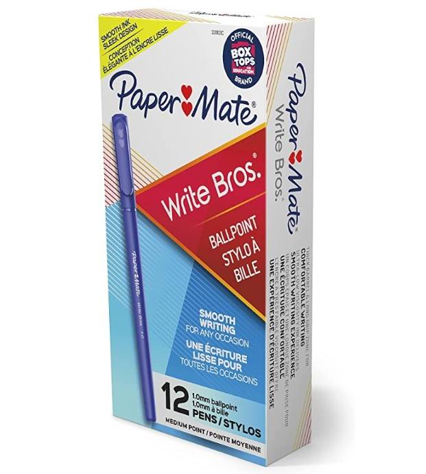  Paper Mate 中号圆珠笔  蓝色墨水 12支 1.99加元，原价 3.96加元