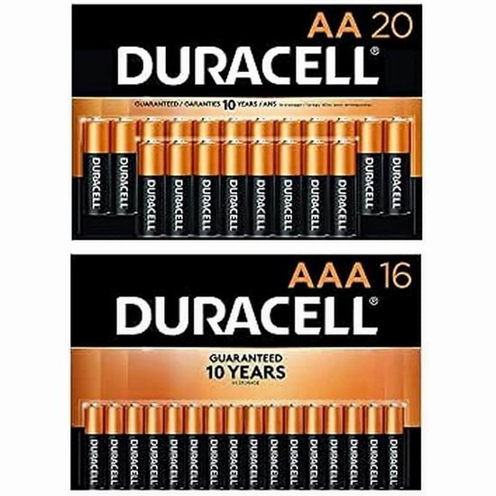  Duracell 金霸王 CopperTop AA+AAA碱性电池36件套6.5折 25.19加元！