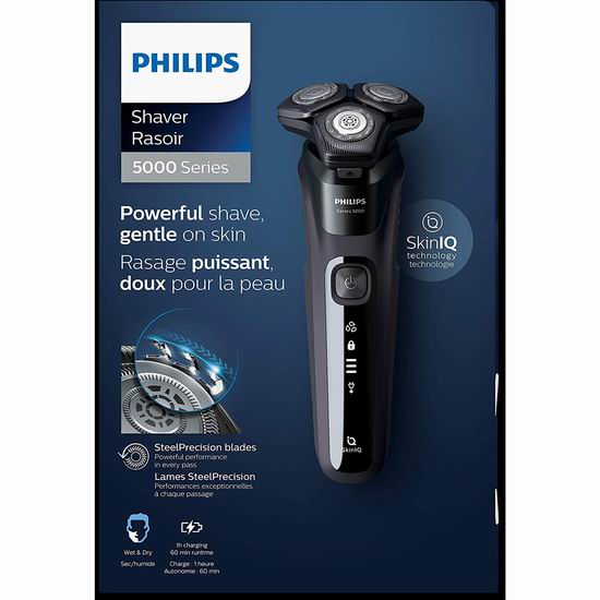  Philips 飞利浦 全新5系 S5588/25 干湿两用 电动剃须刀7.3折 96加元包邮！