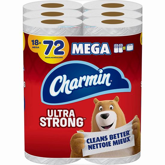  Charmin Ultra Strong 超强双层厕纸18卷装 18.52加元包邮！相当于普通72卷！