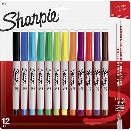  Sharpie 37175PP 12色 超细彩色永久记号笔 马克笔4.6折 8.86加元！