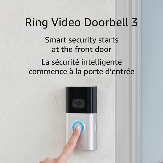  史低价！Ring Video Doorbell 3 智能可视门铃6.2折 159.99加元包邮！