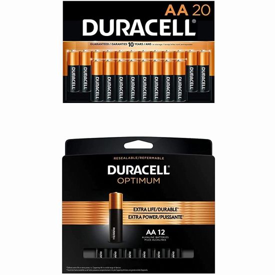  历史新低！Duracell 金霸王 CopperTop AA + Optimum AA碱性电池32件套7.6折 26.53加元！