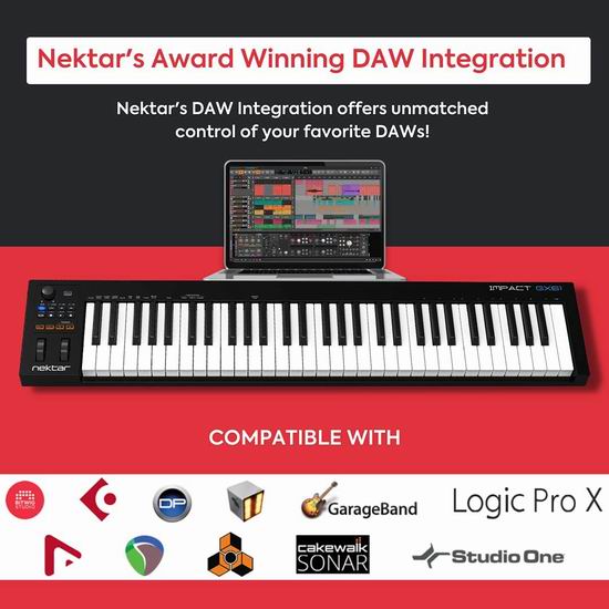  历史新低！Nektar Impact GX61 61键 便携式编曲MIDI键盘 133.78加元包邮！
