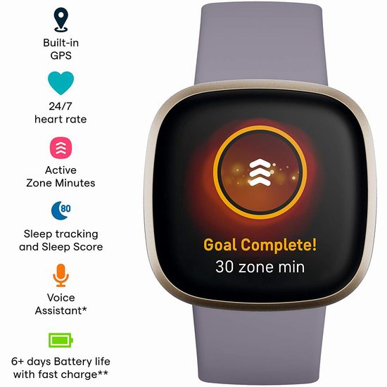  金盒头条：历史最低价！亚马逊独家配色 Fitbit Versa 3 智能手表7.7折 229.95加元包邮！支持Alexa语音控制！