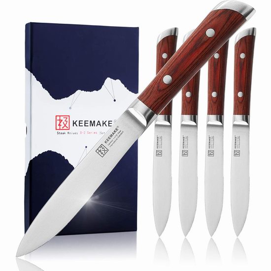  历史新低！Keemake 极美 5.5英寸 德国高碳钢 牛排刀4件套5折 25.29加元包邮！