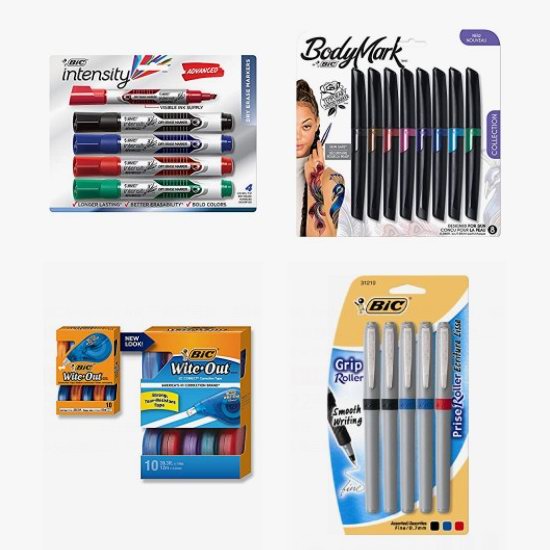  精选多款 BIC 圆珠笔、干擦记号笔、自动铅笔、纹身笔、修正带等5.7折起