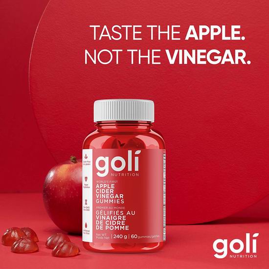  金盒头条：历史最低价！Goli Nutrition 排毒养颜减脂 有机苹果醋软糖（60粒）16.62加元包邮！