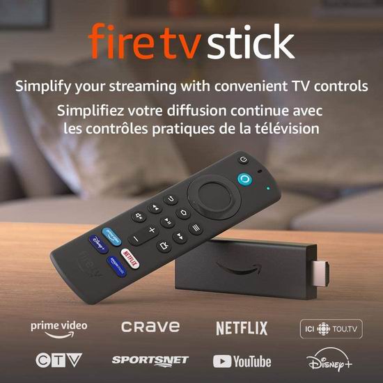  历史新低！Fire TV Alexa语音遥控 第三代电视棒4.2折 24.99加元！包含价值39.99加元遥控！
