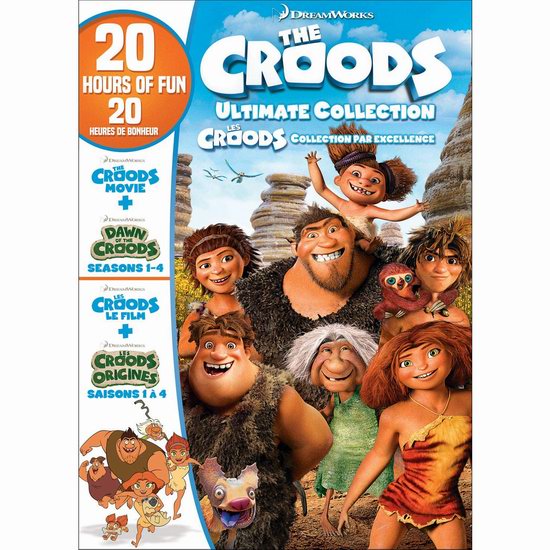  金盒头条：历史新低！《The Croods Ultimate Collection 疯狂原始人+疯狂原始人的黎明》电影+4季全集DVD套装7.6折 24.99加元！