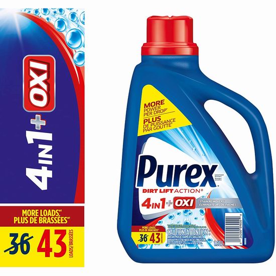  Purex Plus Oxi 1.92升43缸 浓缩洗衣液5.9折 4.74加元！