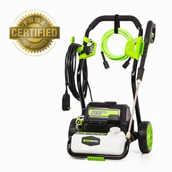  Greenworks Pro 2000 PSI 电动高压水枪/清洗机7.6折 181.5加元包邮！