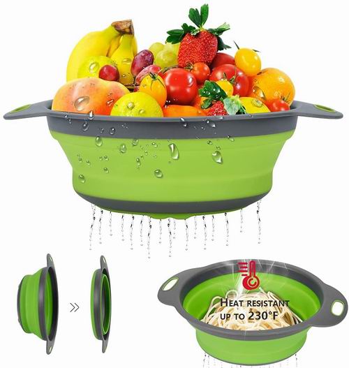  Zoopod 可折叠面食蔬菜水果 沥干篮 带手柄 2件套 24.99加元（2色可选），原价 49.99加元，包邮