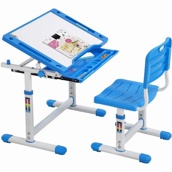  FDW 可调高度 人体工学 儿童（3-15岁）书桌+椅子套装6.9折 96.96加元包邮！