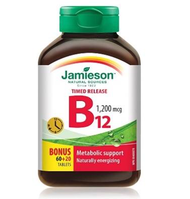  Jamieson 健美生 维生素B12缓释片（1,200 mcg× 80片）4.7折 8.08加元