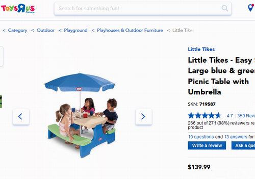 Little Tikes 小泰克 Easy Store 折叠式幼儿餐桌/游戏桌5折 69.97加元包邮！