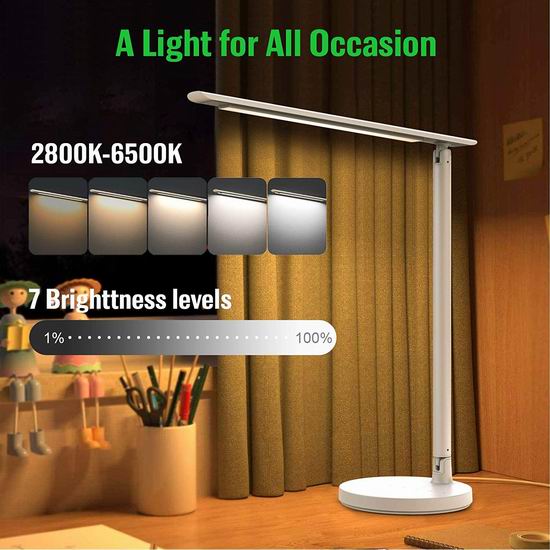  历史新低！Gixvdcu LED 护眼台灯5.1折 20.45加元！带USB充电口！