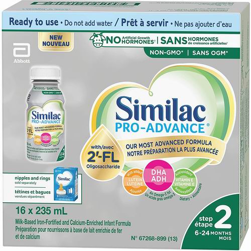  Similac Pro-Advance Step 2 婴儿非转基因液体奶 16x235毫升 39.98加元，原价 43.98加元，包邮