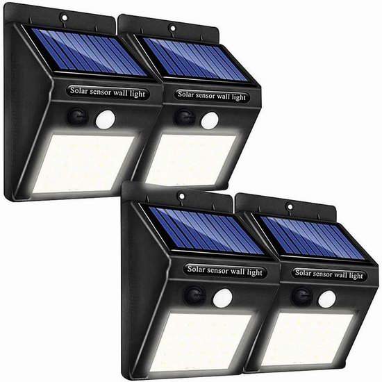  LSSEDA 400流明 太阳能防水运动感应灯4件套 28.87加元限量特卖并包邮！另有2件套16.6加元！