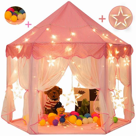 CAROSE LED星星灯饰 粉红超美公主帐篷4.6折 29.39加元包邮！送10个彩球！