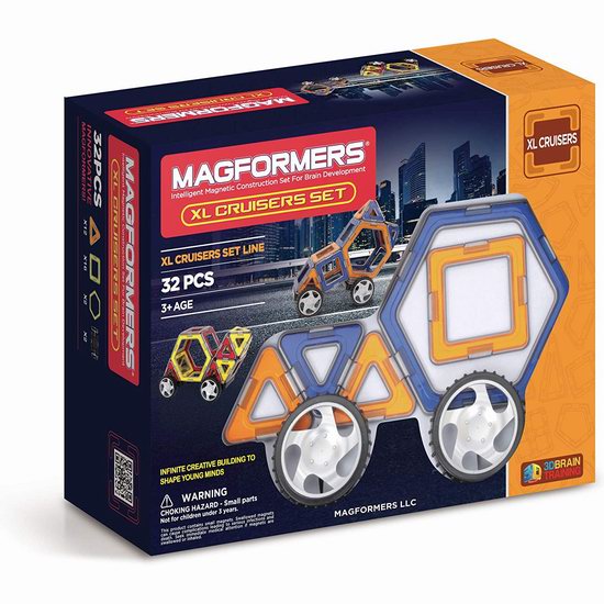  Magformers XL Cruisers 百变提拉 汽车磁力积木（32pcs）4.1折 29.24加元！
