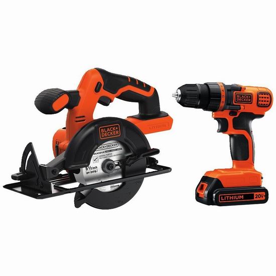  近史低价！BLACK+DECKER BD2KITCDDCS 20V MAX 无绳电钻+圆锯套装7.5折 106.38加元包邮！