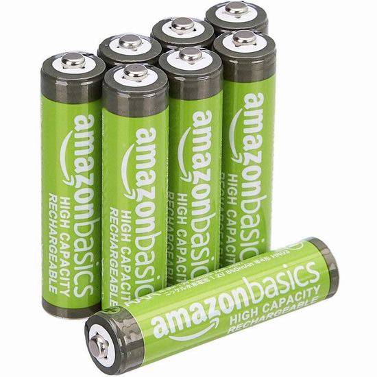  白菜价！历史新低！AmazonBasics AAA 大容量可充电电池8件套3.5折 8.06加元！