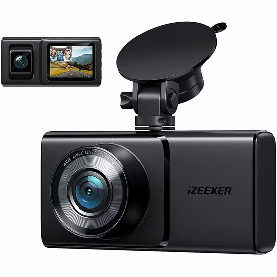  历史最低价！iZEEKER 1080P全高清 170°+140° 内外双镜头 夜视行车记录仪5折 49.99-60.99加元包邮！