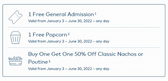 Cineplex 购价值40加元电子礼品卡，送1张电影票+1杯爆米花+小吃优惠券！