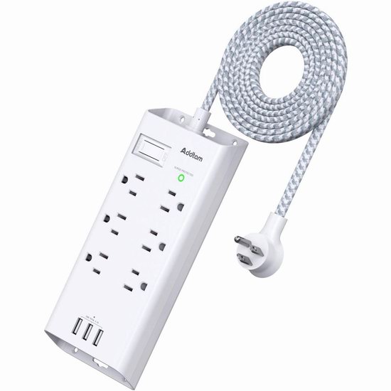  Addtam 浪涌保护 6插座 + 3 USB充电 插线板6.4折 20.97加元！