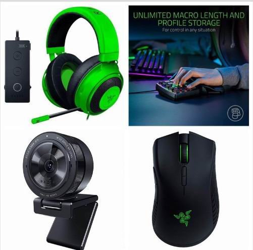  Razer 鼠标、键盘、耳机、网络摄像头 5.4折 24.99加元起，猫耳朵99.99加元、麦克风49.99加元、Razer Kishi 手机游戏手柄Android版55.99加元