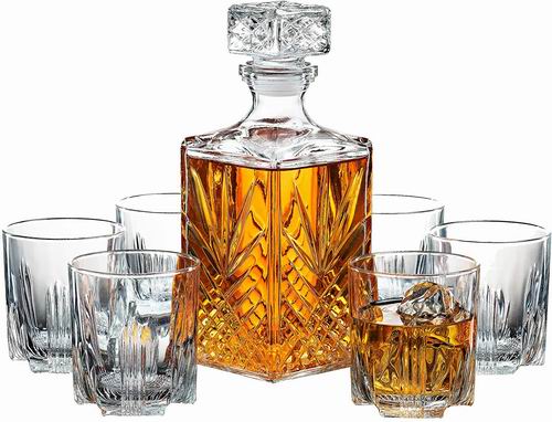  Paksh Novelty 意大利工艺玻璃醒酒器+威士忌酒杯7件套 33.14加元（原价 53.59加元）