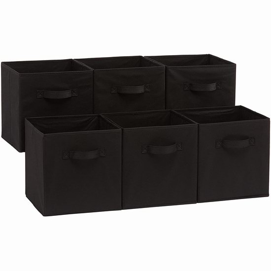  Amazon Basics 杂物收纳利器 黑色布艺收纳盒6件套7.7折 19.96加元！