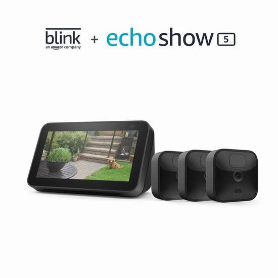  历史新低！Blink Outdoor 室内/室外 家用高清安防 智能摄像头 2-5摄像头+Echo Show 5第二代智能显示器套装4.3折 144.99加元起包邮！续航长达2年！变相智能显示器仅花15加元！
