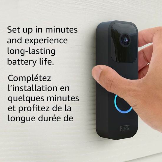 Blink Video Doorbell 智能可视门铃6.4折 44.99加元包邮！支持有线+无线安装，续航可达2年！2色可选！