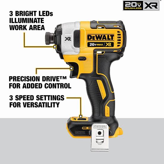  DEWALT 得伟 DCF887B 冲击起子/冲击钻5.2折 109加元包邮！不含电池！