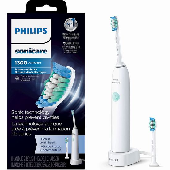  节礼周头条：历史最低价！Philips 飞利浦 HX3412/04 Sonicare DailyClean 1300 声波震动电动牙刷5折 24.99加元！