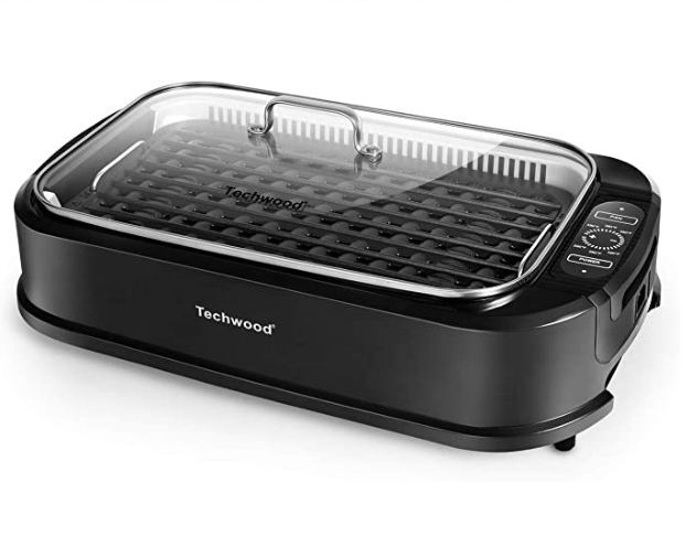  Techwood 1500W 升级版 家用无烟 麦饭石烤盘 电烧烤炉 139.99加元（原价 189.99加元）！自带油烟过滤系统！