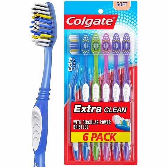  Colgate 高露洁 Extra Clean 软毛牙刷6支超值装 4.72加元！单支仅0.78加元！