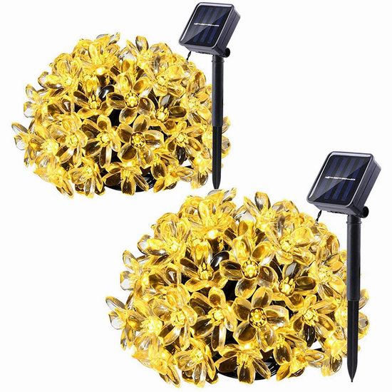  白菜价！历史新低！Joomer 50 LED 22英尺 太阳能 花朵装饰灯串2件套3.8折 11.49加元清仓！免税！