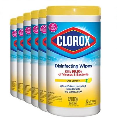  Clorox 柠檬味消毒湿巾  6×75片 22.63加元，原价 29.94加元