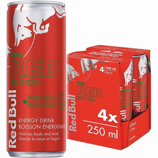  白菜补货！Red Bull 西瓜味 红牛能量饮料（250毫升x4罐）3.3折 3.31加元！