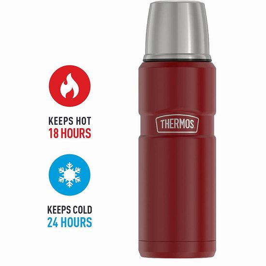  历史最低价！Thermos 膳魔师 King系列 16盎司 哑光红不锈钢保温杯6.6折 21.99加元！